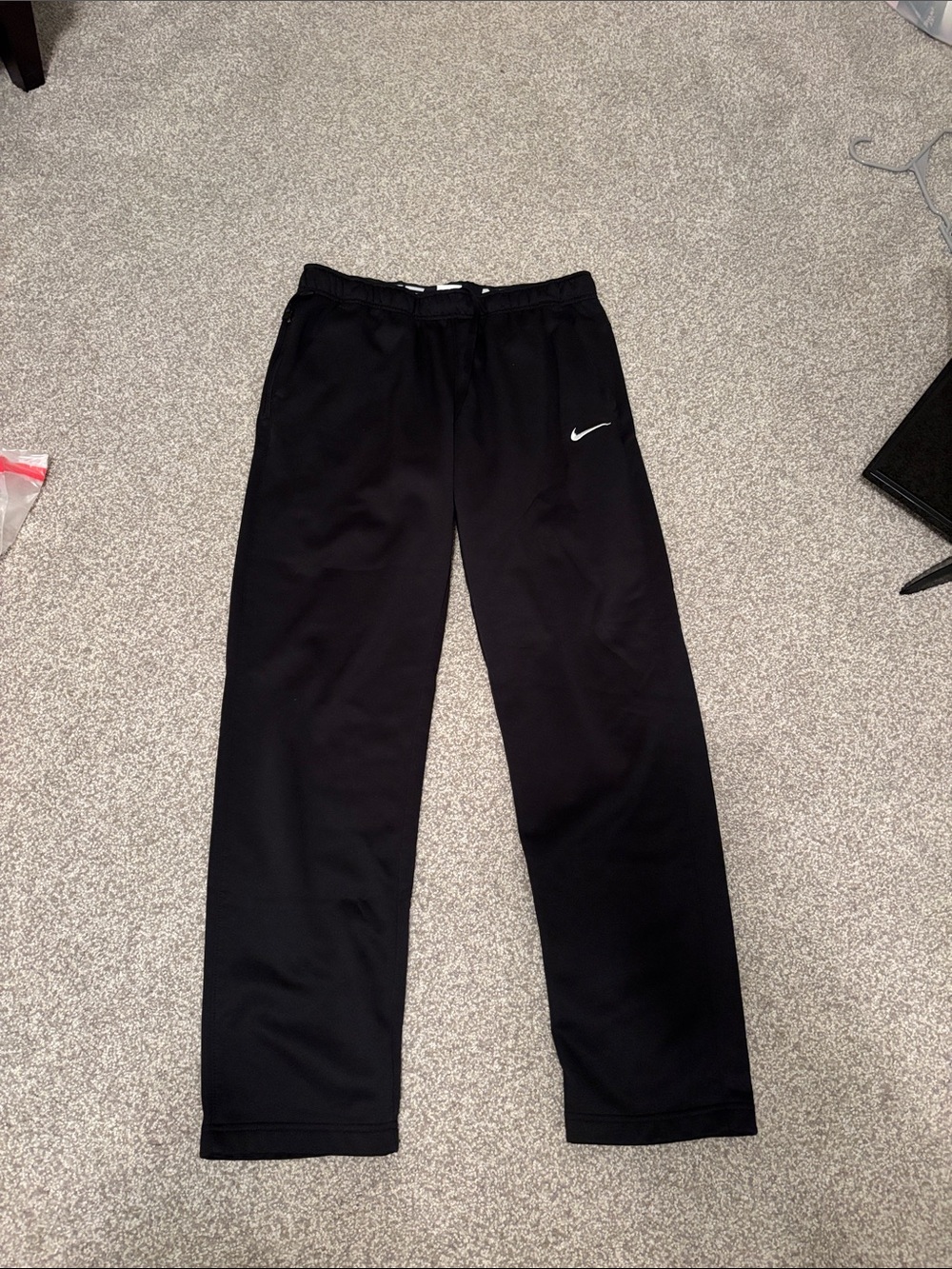 Nike Black Track Pants with White Swoosh Logo